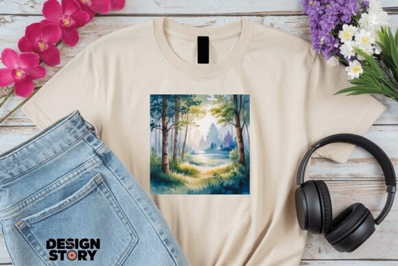 Download Ethereal Watercolor Forest Scene - Premium Bundle
